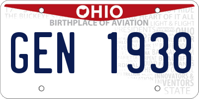 OH license plate GEN1938