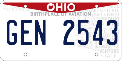 OH license plate GEN2543