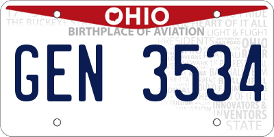 OH license plate GEN3534