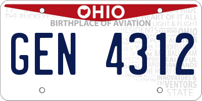 OH license plate GEN4312