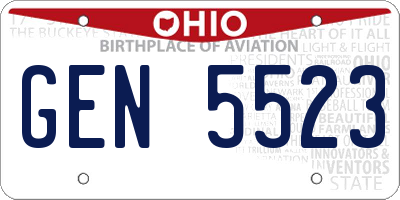 OH license plate GEN5523