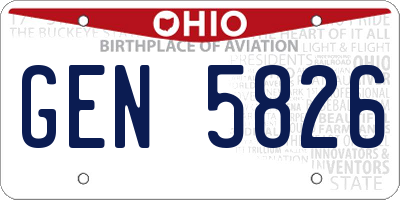 OH license plate GEN5826