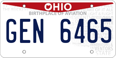 OH license plate GEN6465