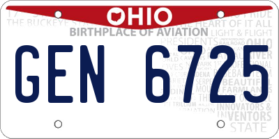 OH license plate GEN6725