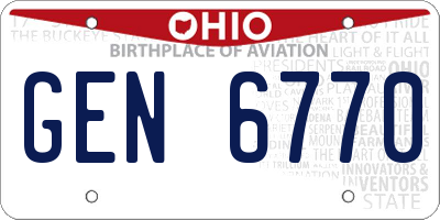 OH license plate GEN6770