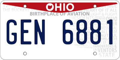 OH license plate GEN6881