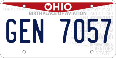 OH license plate GEN7057