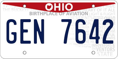 OH license plate GEN7642