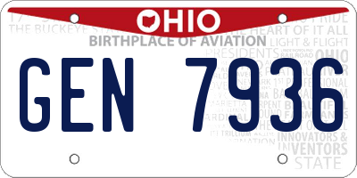 OH license plate GEN7936