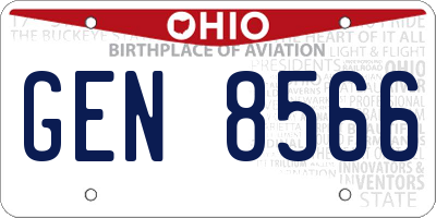 OH license plate GEN8566