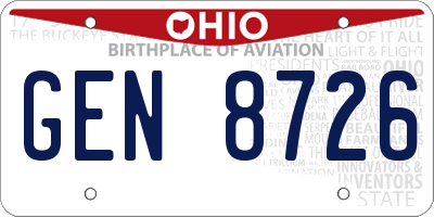 OH license plate GEN8726
