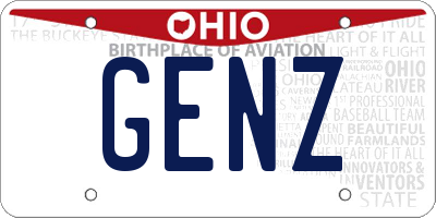 OH license plate GENZ