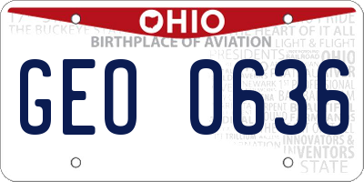 OH license plate GEO0636
