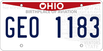 OH license plate GEO1183
