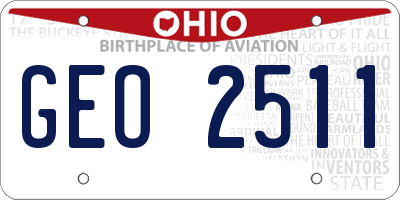 OH license plate GEO2511