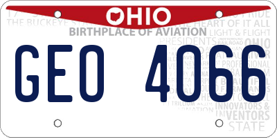 OH license plate GEO4066
