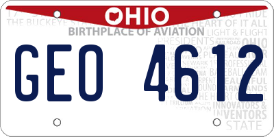 OH license plate GEO4612