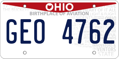 OH license plate GEO4762