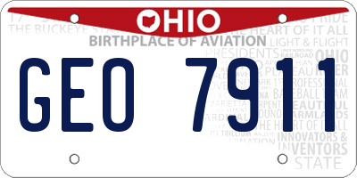 OH license plate GEO7911