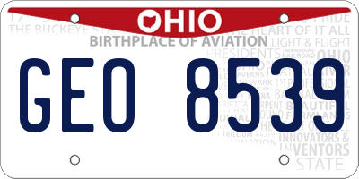 OH license plate GEO8539