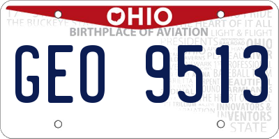 OH license plate GEO9513