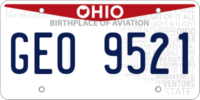 OH license plate GEO9521