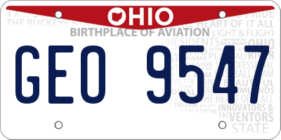 OH license plate GEO9547