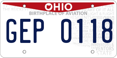 OH license plate GEP0118