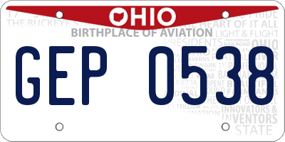 OH license plate GEP0538