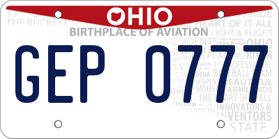 OH license plate GEP0777