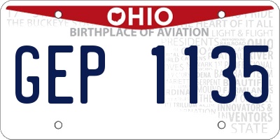 OH license plate GEP1135