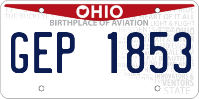 OH license plate GEP1853