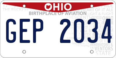 OH license plate GEP2034