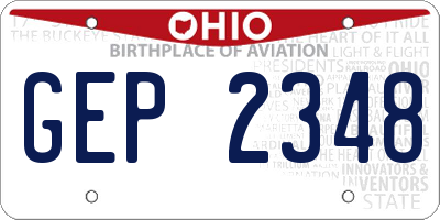 OH license plate GEP2348