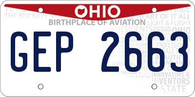 OH license plate GEP2663