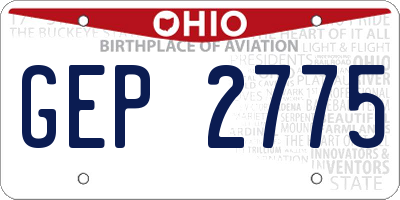 OH license plate GEP2775