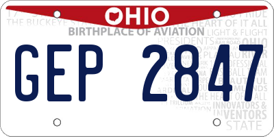 OH license plate GEP2847