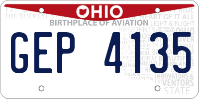 OH license plate GEP4135