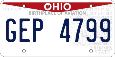 OH license plate GEP4799