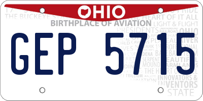 OH license plate GEP5715