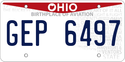 OH license plate GEP6497