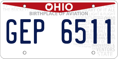 OH license plate GEP6511