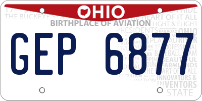 OH license plate GEP6877