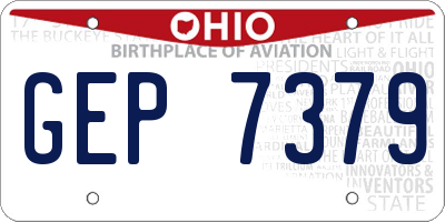 OH license plate GEP7379