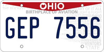 OH license plate GEP7556