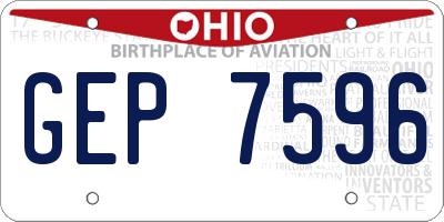 OH license plate GEP7596