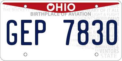OH license plate GEP7830