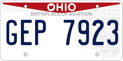 OH license plate GEP7923