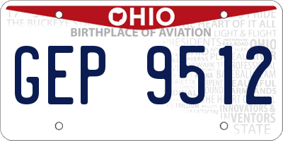 OH license plate GEP9512