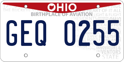 OH license plate GEQ0255
